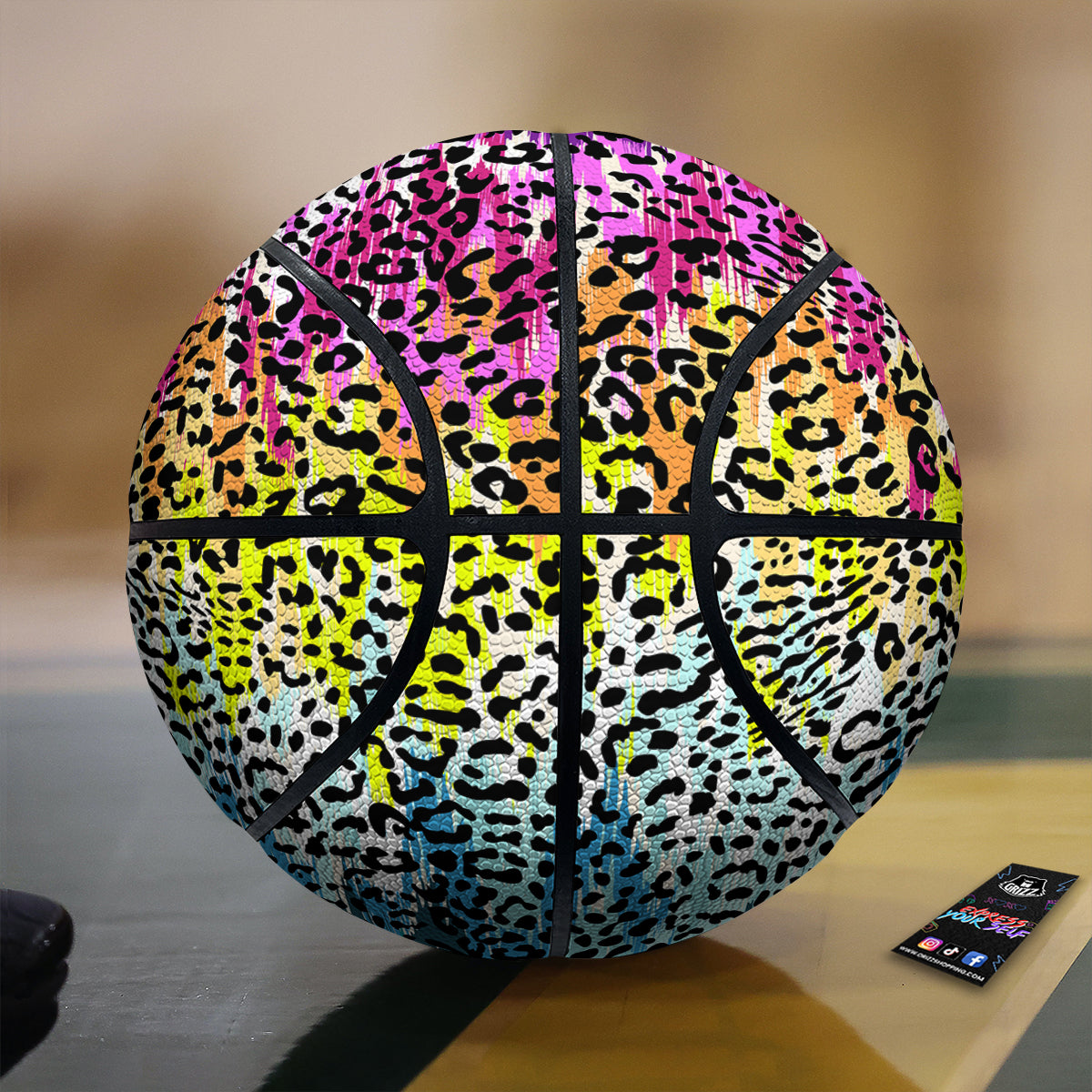 Abstract Vintage Colorful Leopard Print Basketball