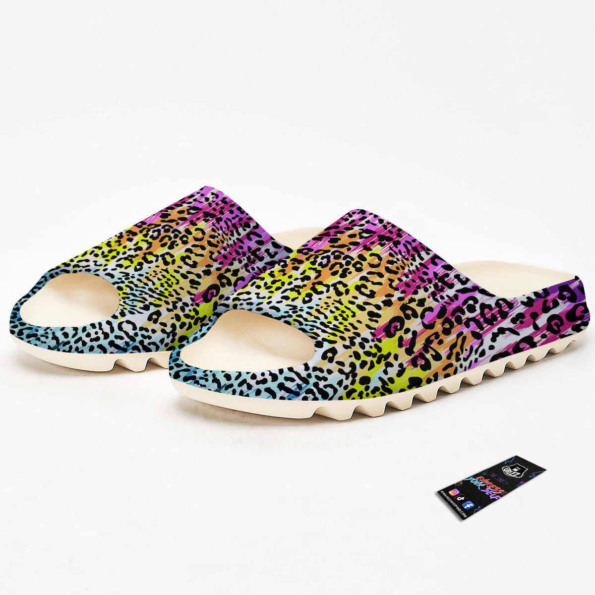 Abstract Vintage Colorful Leopard Print Sandals-grizzshop