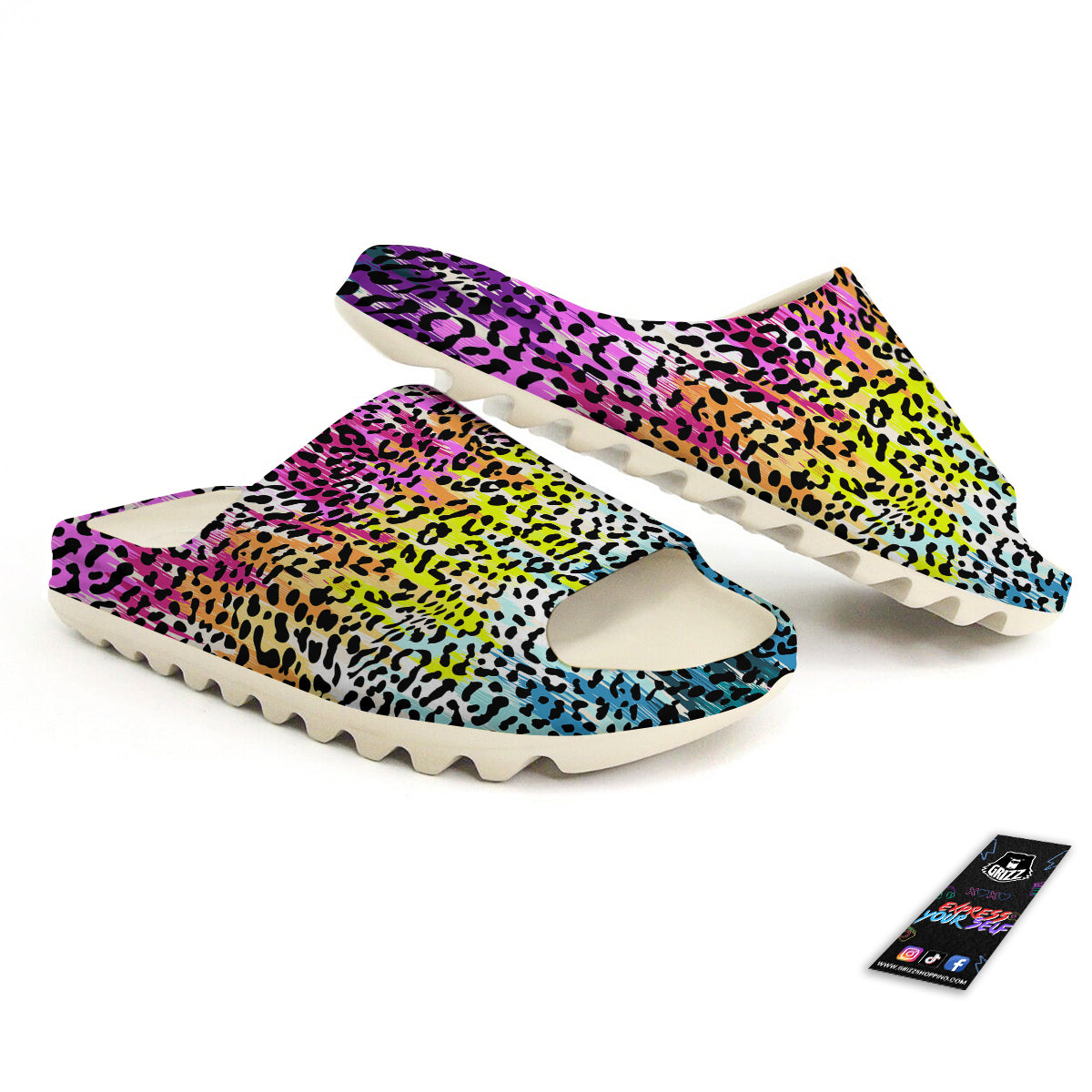 Abstract Vintage Colorful Leopard Print Sandals-grizzshop