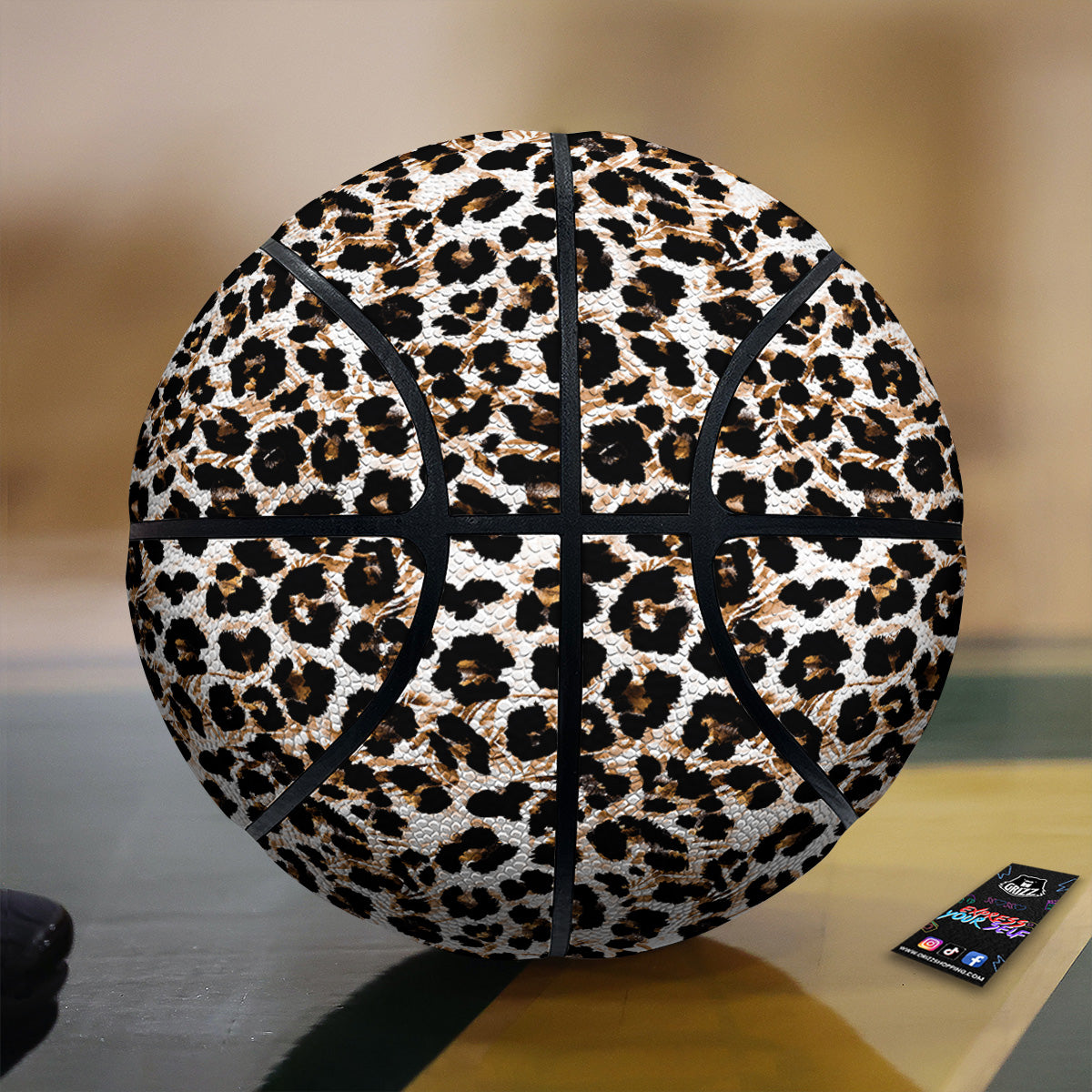 Abstract Watercolor Leopard Print Pattern Basketball