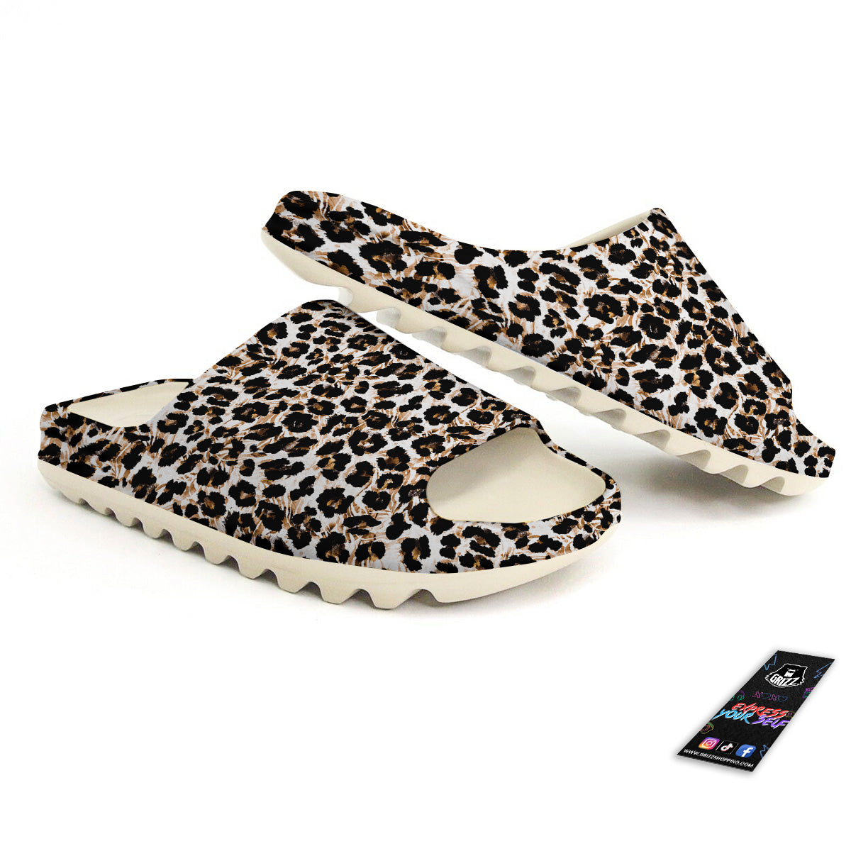 Abstract Watercolor Leopard Print Pattern Sandals-grizzshop