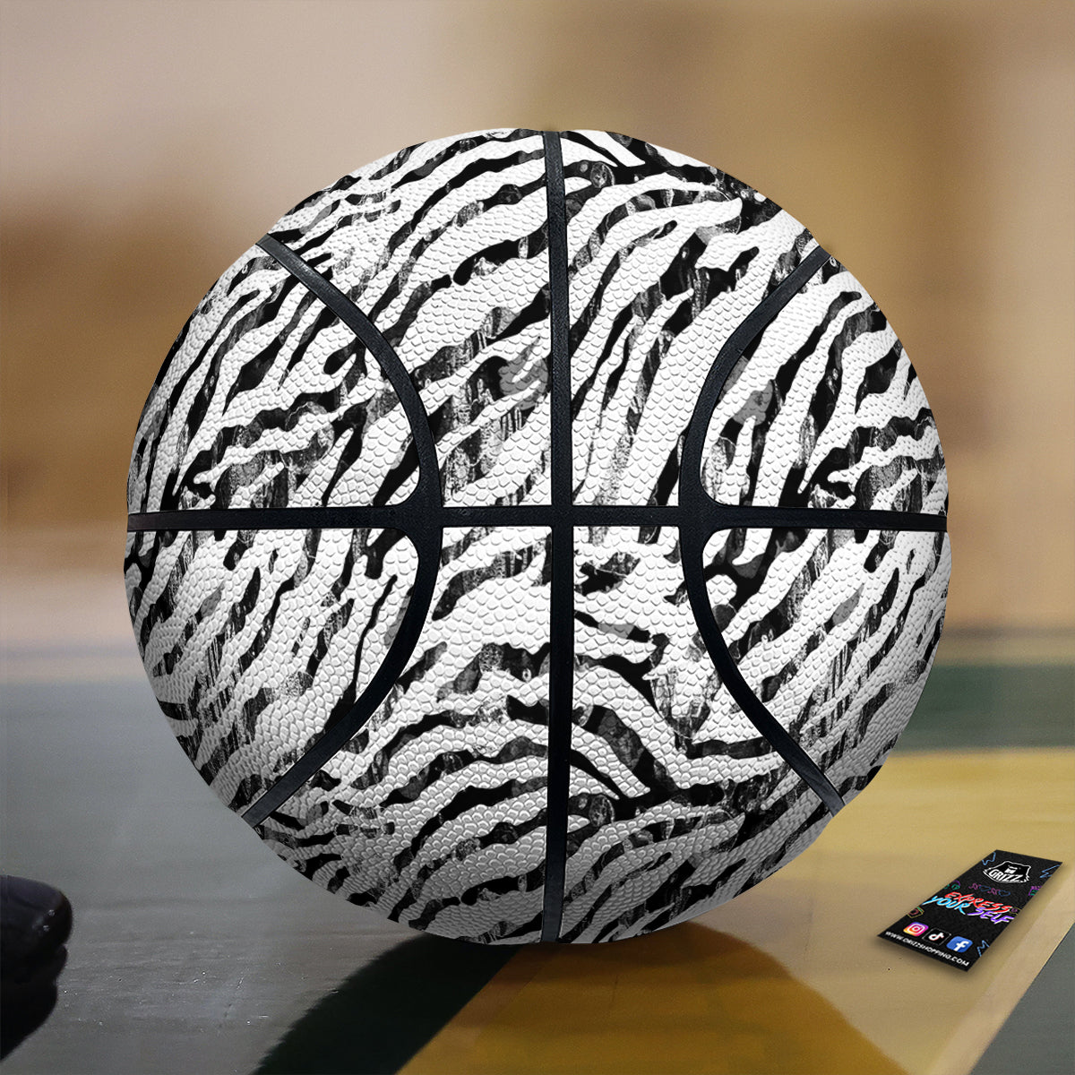 Abstract Watercolor Tie Dye Zebra Print Basketball