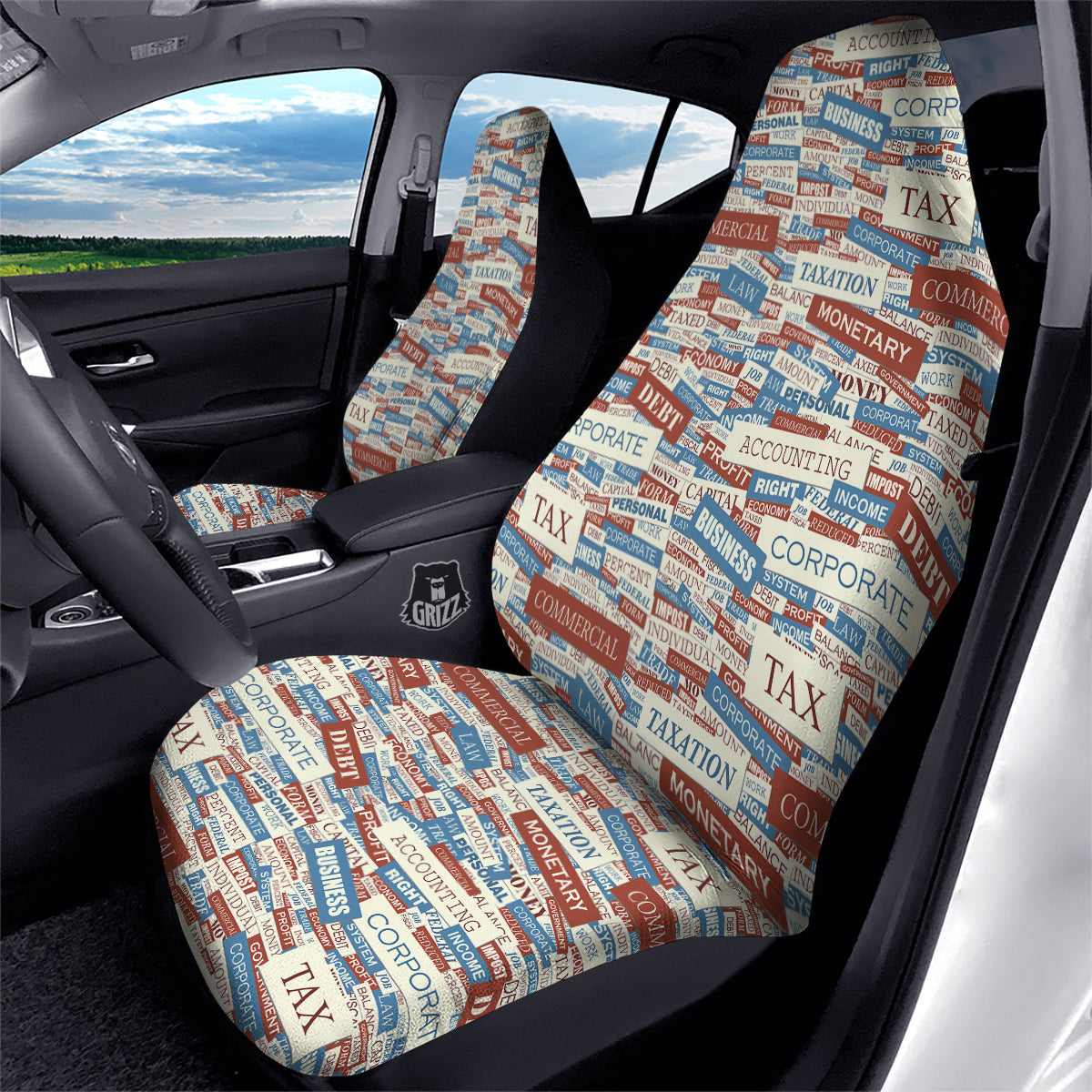 Accounting Vintage Color Print Car Seat Covers-grizzshop
