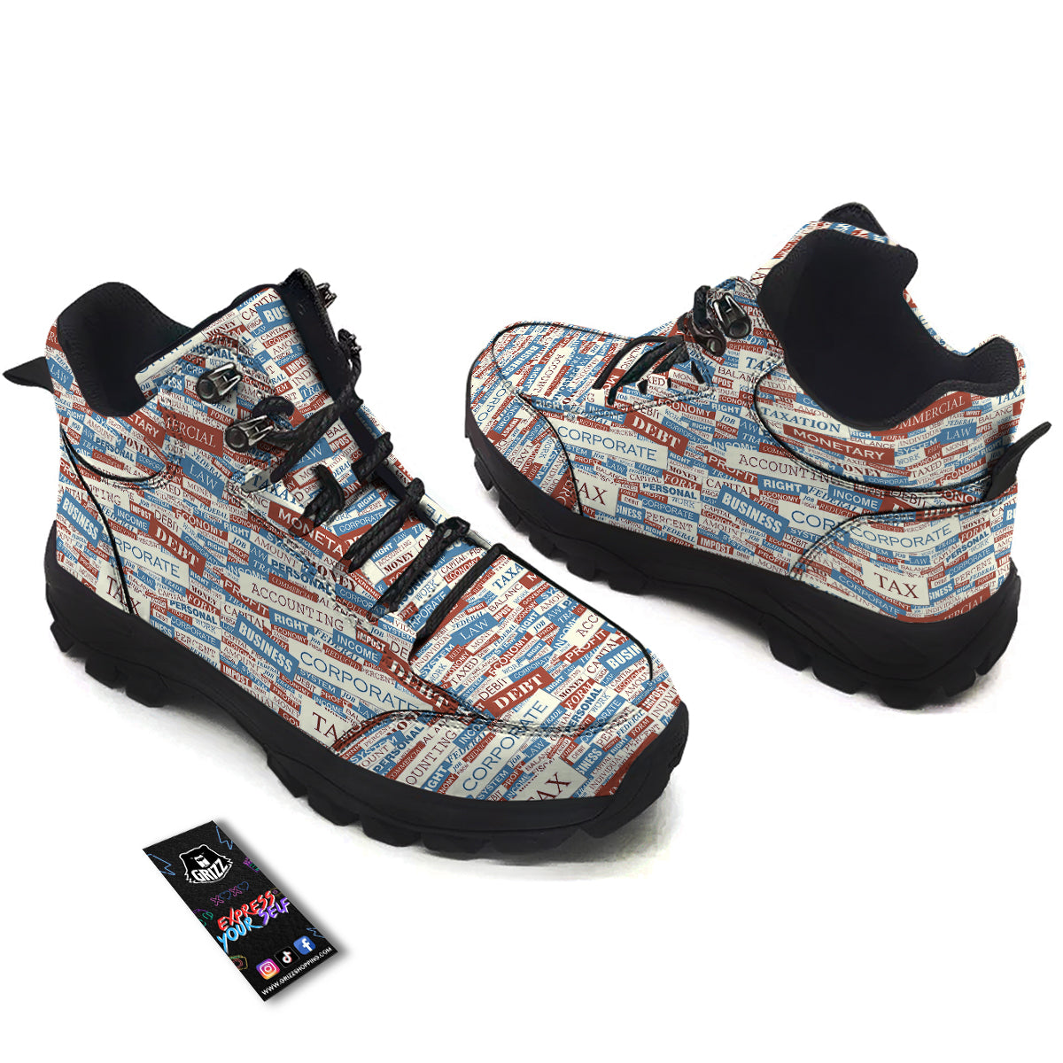 Accounting Vintage Color Print Hiking Shoes-grizzshop