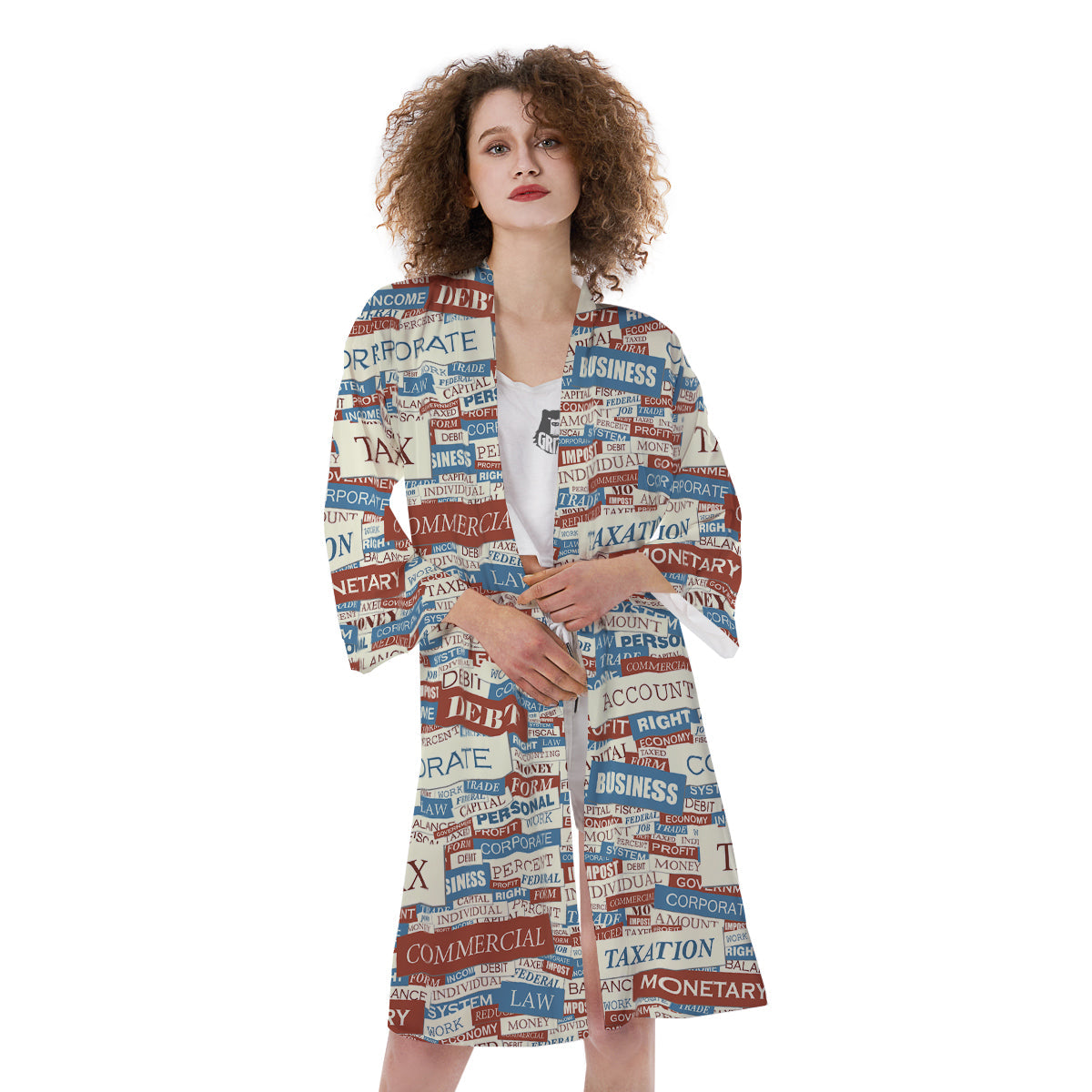 Accounting Vintage Color Print Kimono-grizzshop
