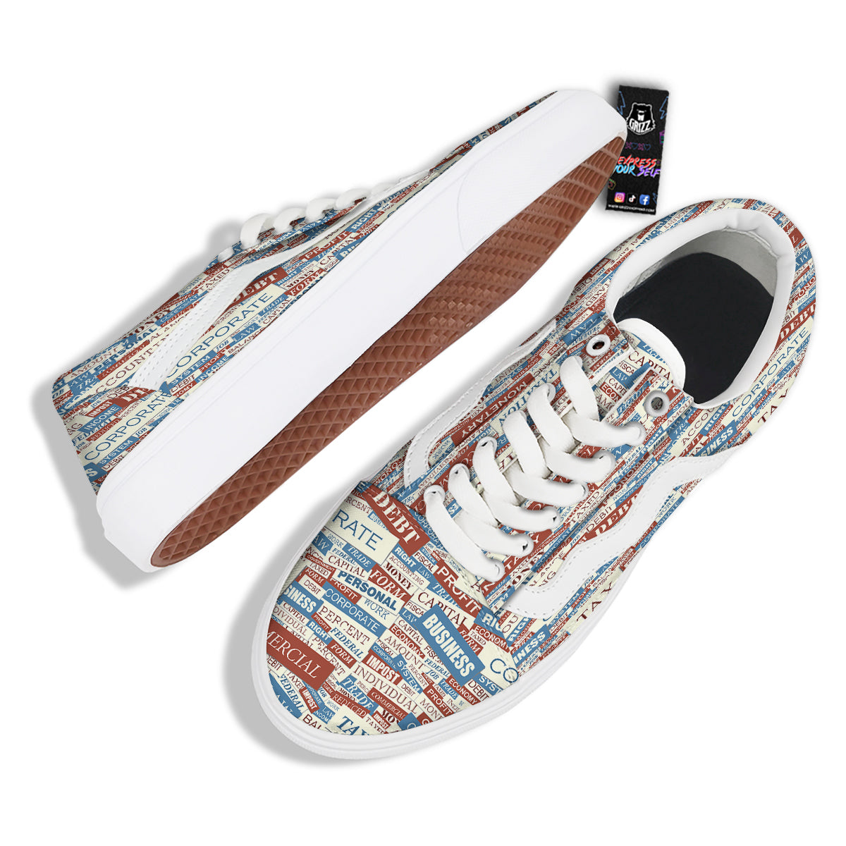 Accounting Vintage Color Print Skate Shoes-grizzshop