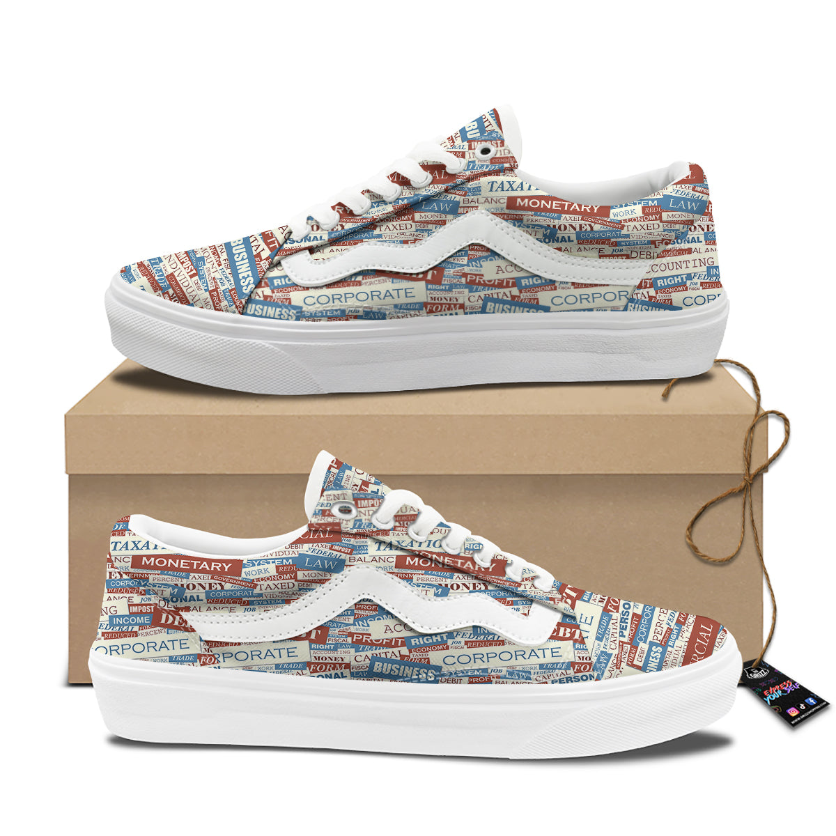 Accounting Vintage Color Print Skate Shoes-grizzshop