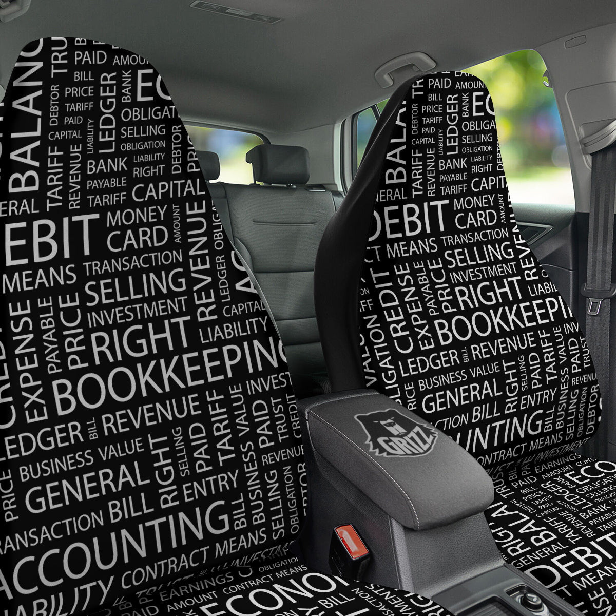 Accounting Word Print Car Seat Covers-grizzshop