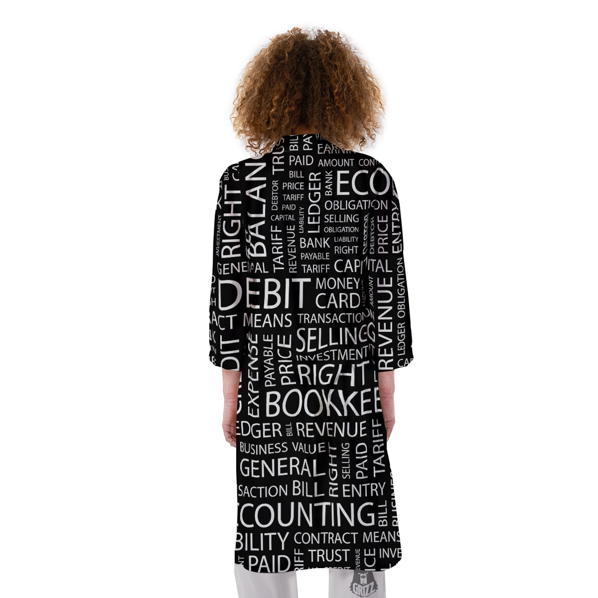 Accounting Word Print Kimono-grizzshop