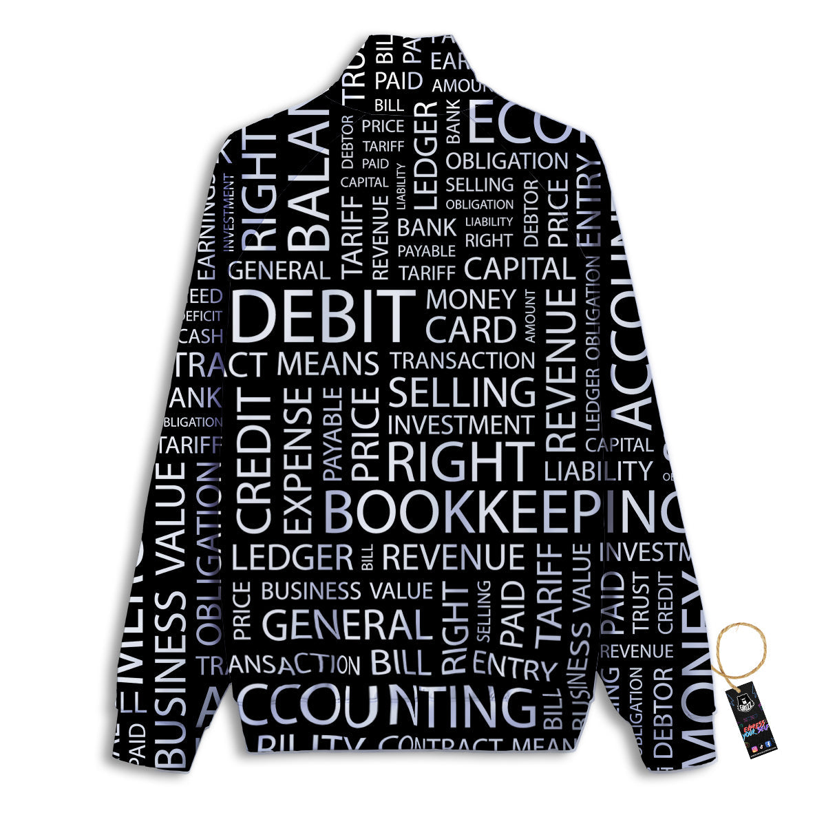 Accounting Word Print Track Jacket-grizzshop