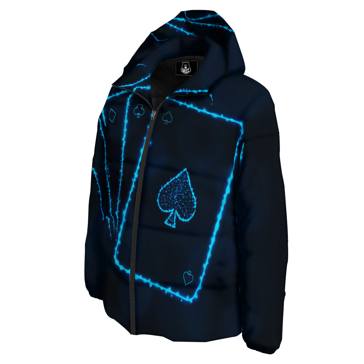 Ace Card Blue Print Down Jacket-grizzshop