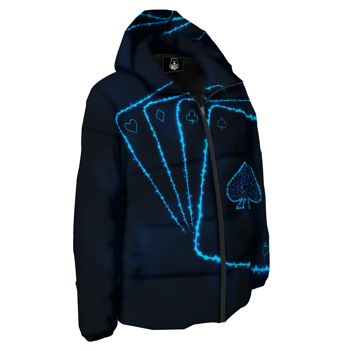 Ace Card Blue Print Down Jacket-grizzshop