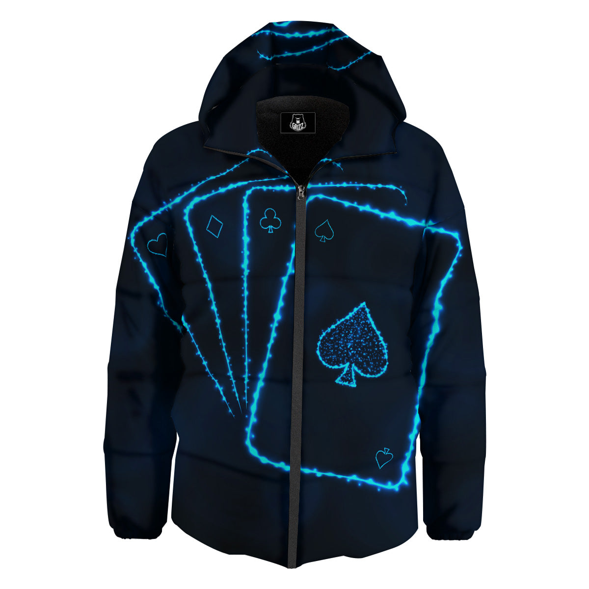 Ace Card Blue Print Down Jacket-grizzshop
