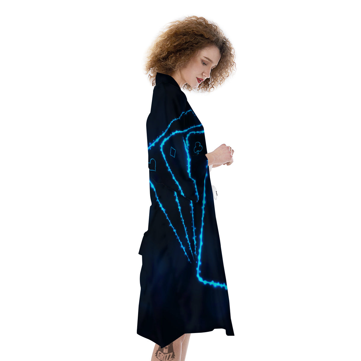 Ace Card Blue Print Kimono-grizzshop