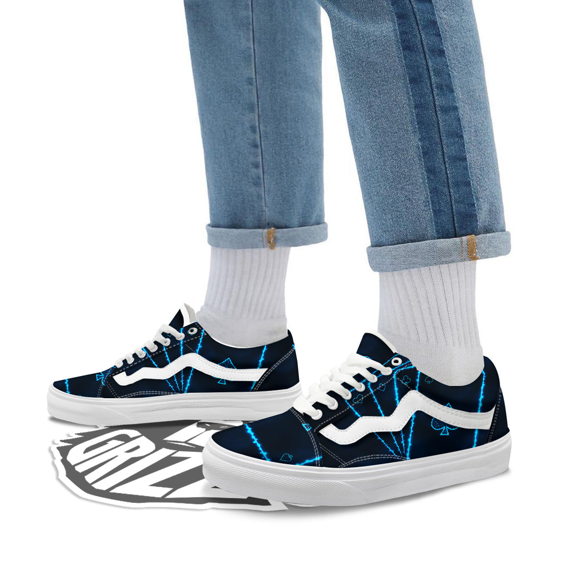 Ace Card Blue Print Skate Shoes-grizzshop