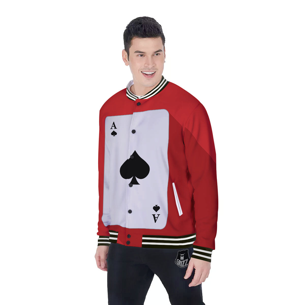 Ace Cards Print Baseball Jacket-grizzshop