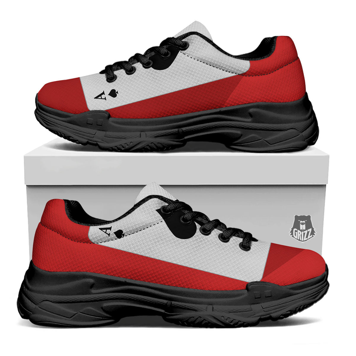 Ace Cards Print Black Chunky Shoes-grizzshop