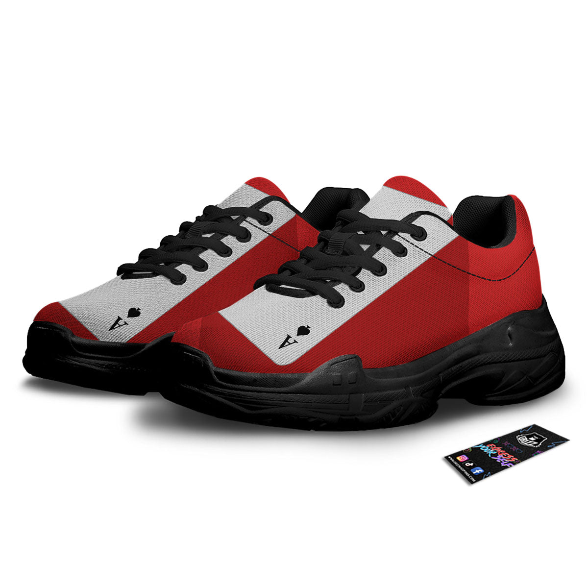 Ace Cards Print Black Chunky Shoes-grizzshop