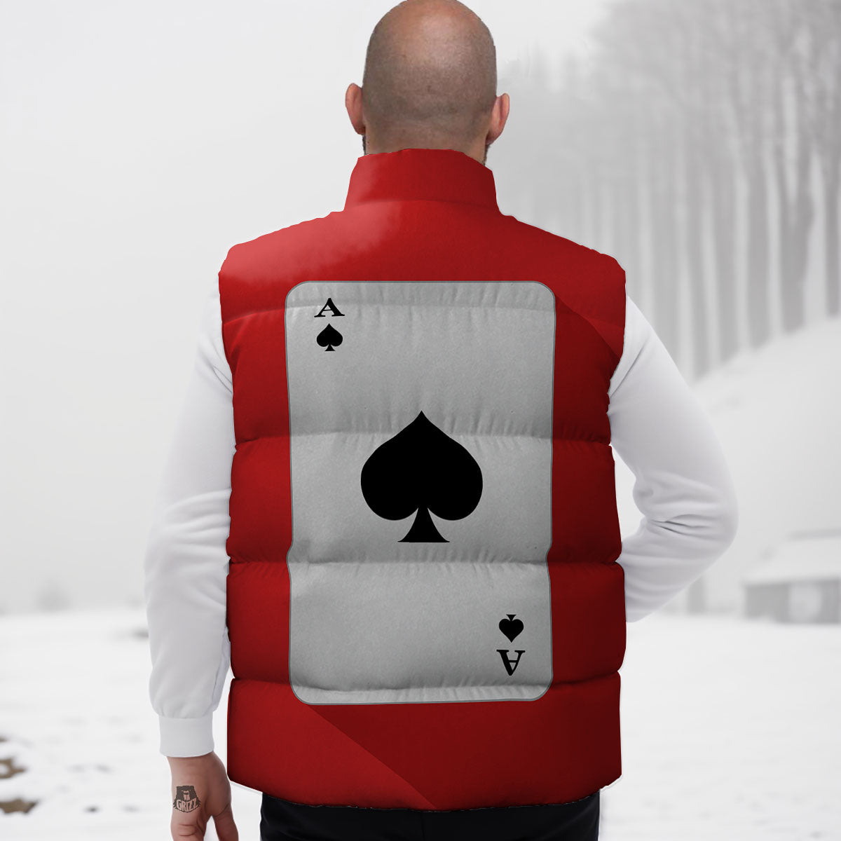 Ace Cards Print Down Vest-grizzshop