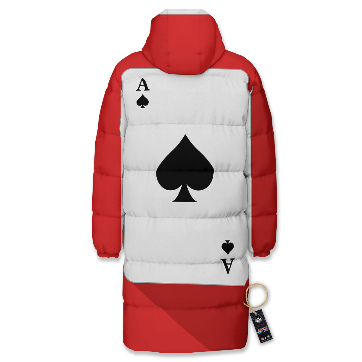 Ace Cards Print Long Down Jacket-grizzshop