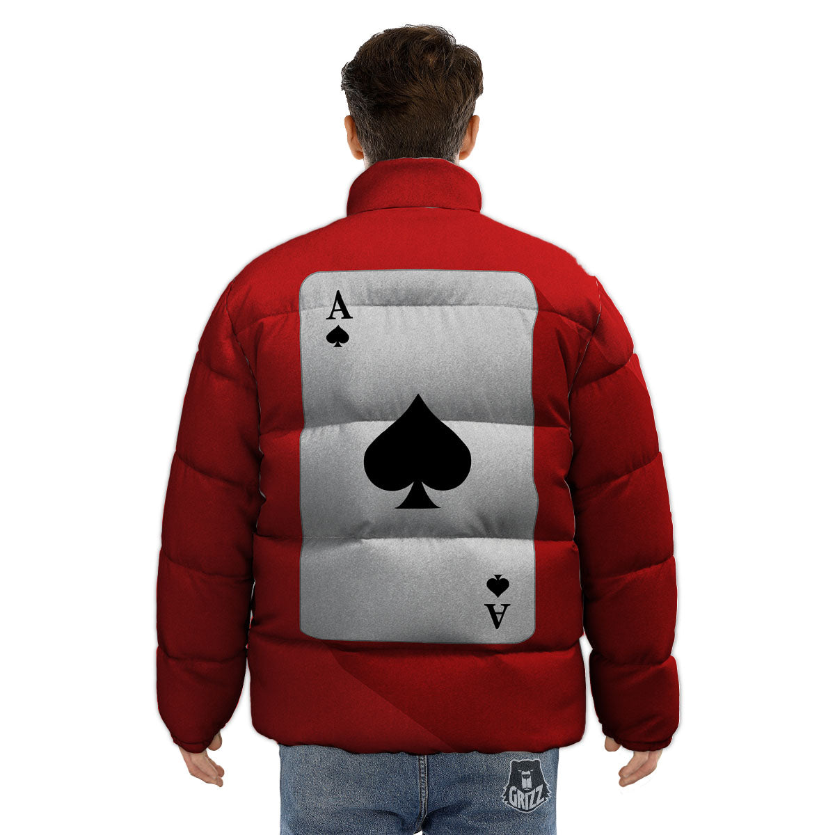 Ace Cards Print Puffer Jacket-grizzshop