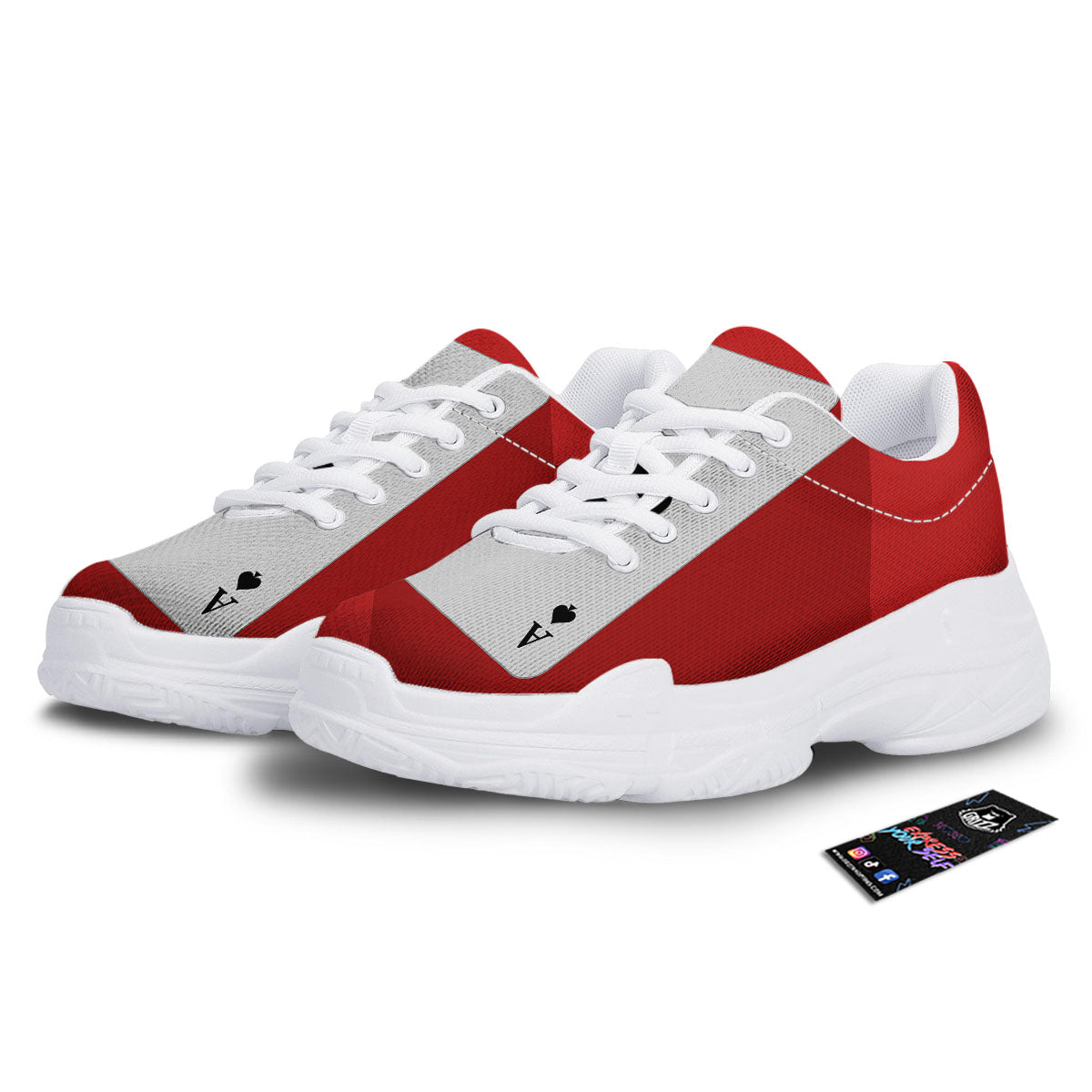Ace Cards Print White Chunky Shoes-grizzshop