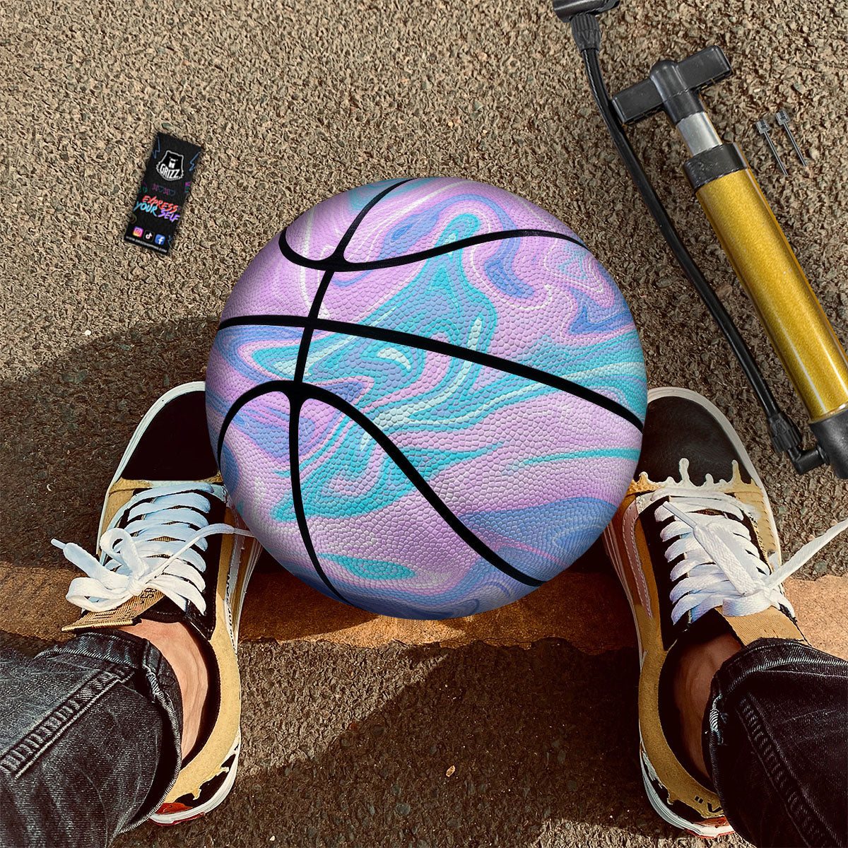 Acid Melt Blue And Pink Print Basketball-grizzshop
