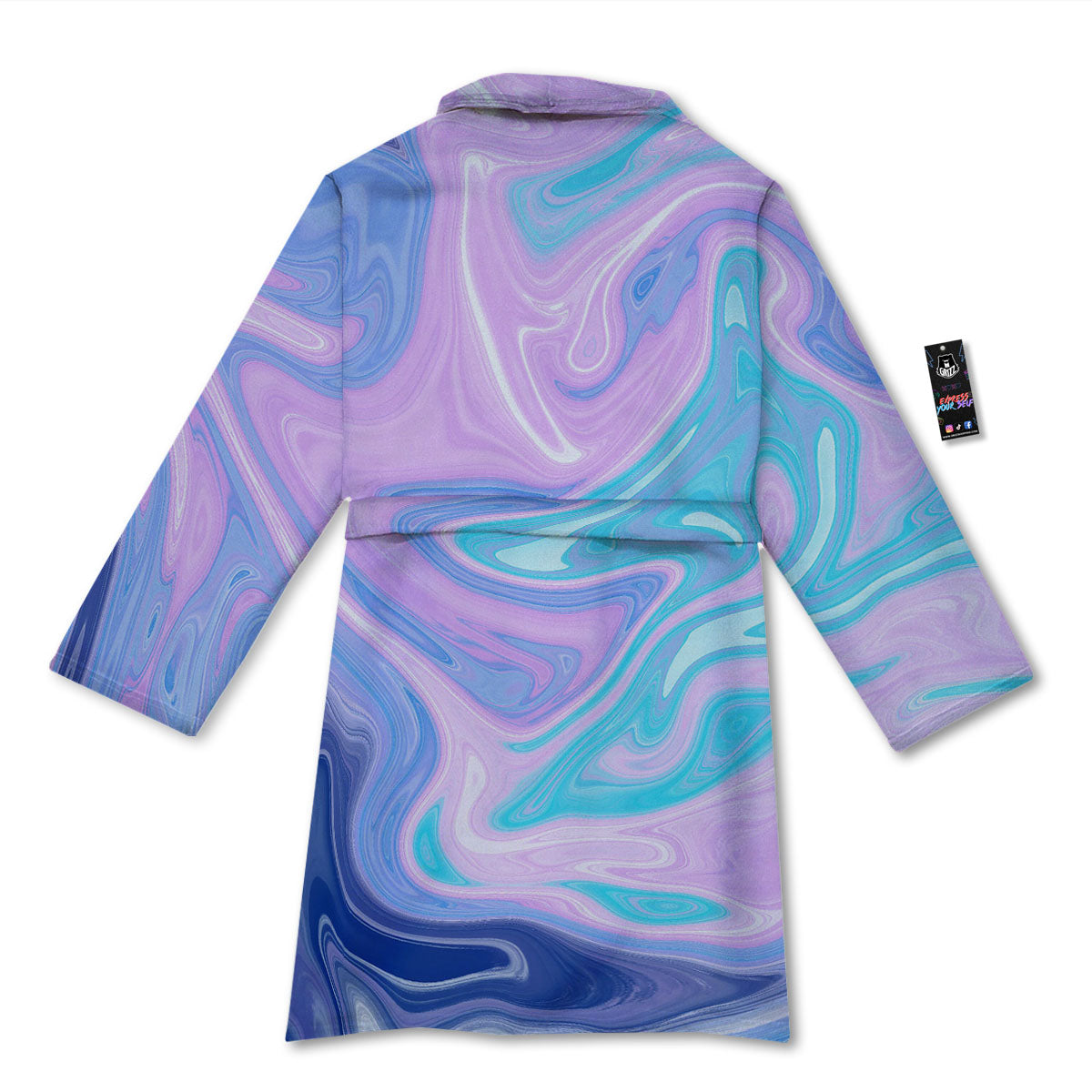 Acid Melt Blue And Pink Print Bathrobe-grizzshop