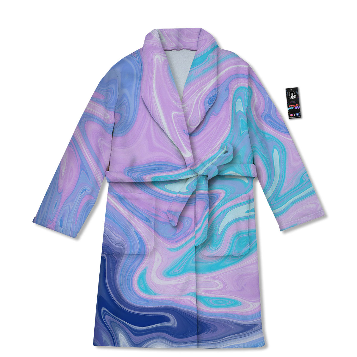 Acid Melt Blue And Pink Print Bathrobe-grizzshop