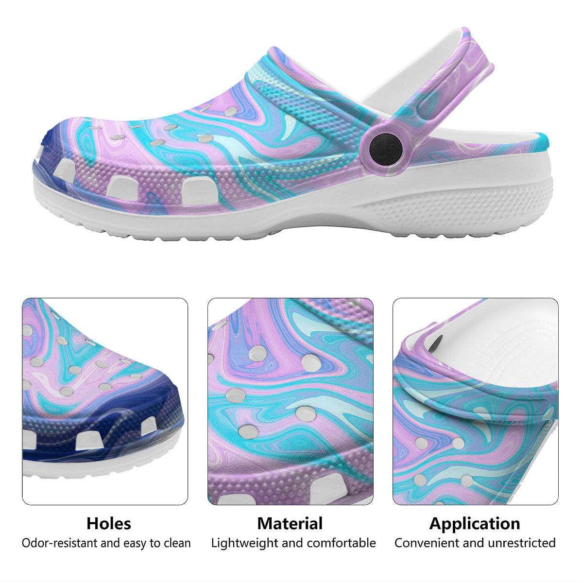 Acid Melt Blue And Pink Print Clog-grizzshop