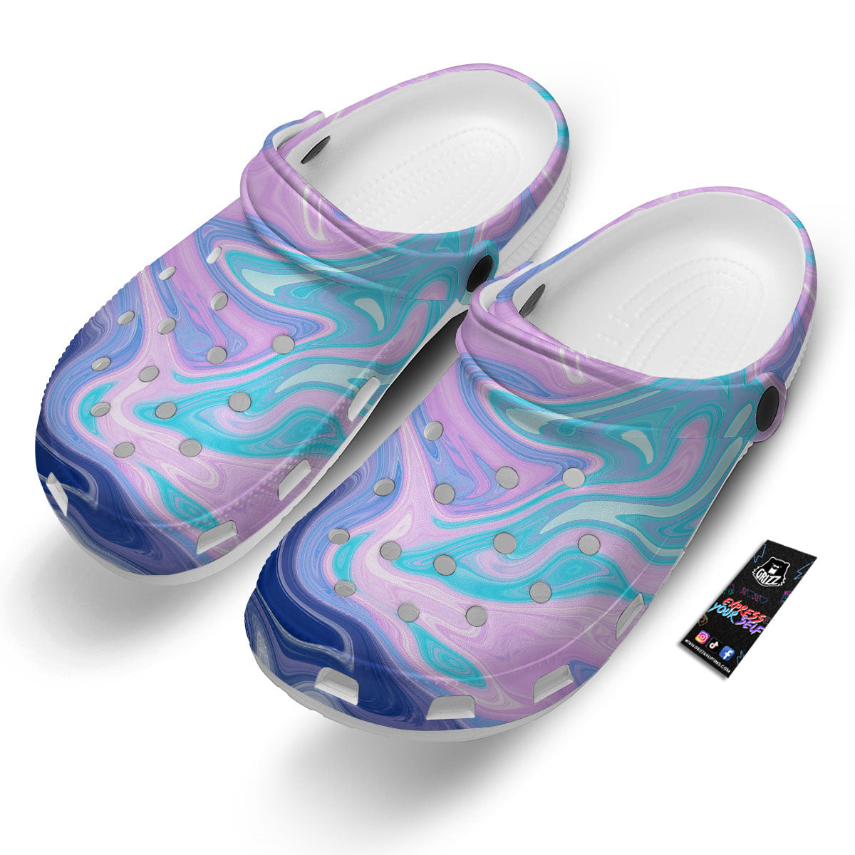Acid Melt Blue And Pink Print Clog-grizzshop