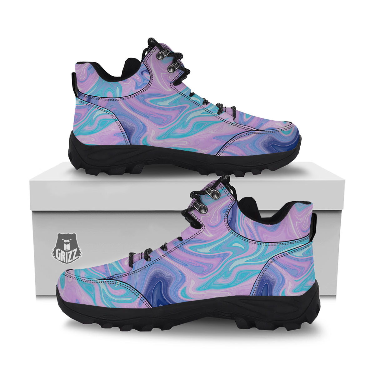 Acid Melt Blue And Pink Print Hiking Shoes-grizzshop