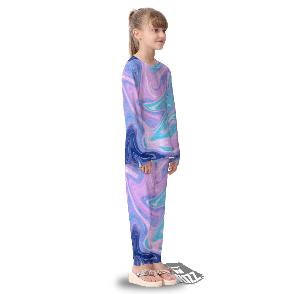 Acid Melt Blue And Pink Print Kid's Pajamas-grizzshop