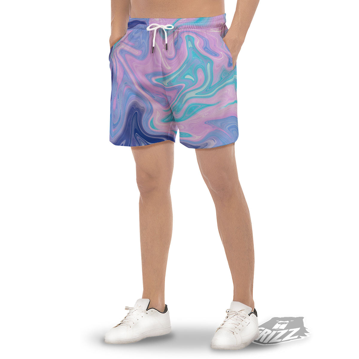 Acid Melt Blue And Pink Print Men's Gym Shorts-grizzshop