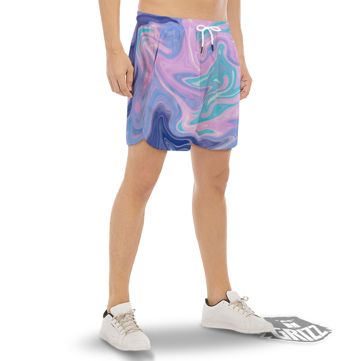 Acid Melt Blue And Pink Print Men's Gym Shorts-grizzshop