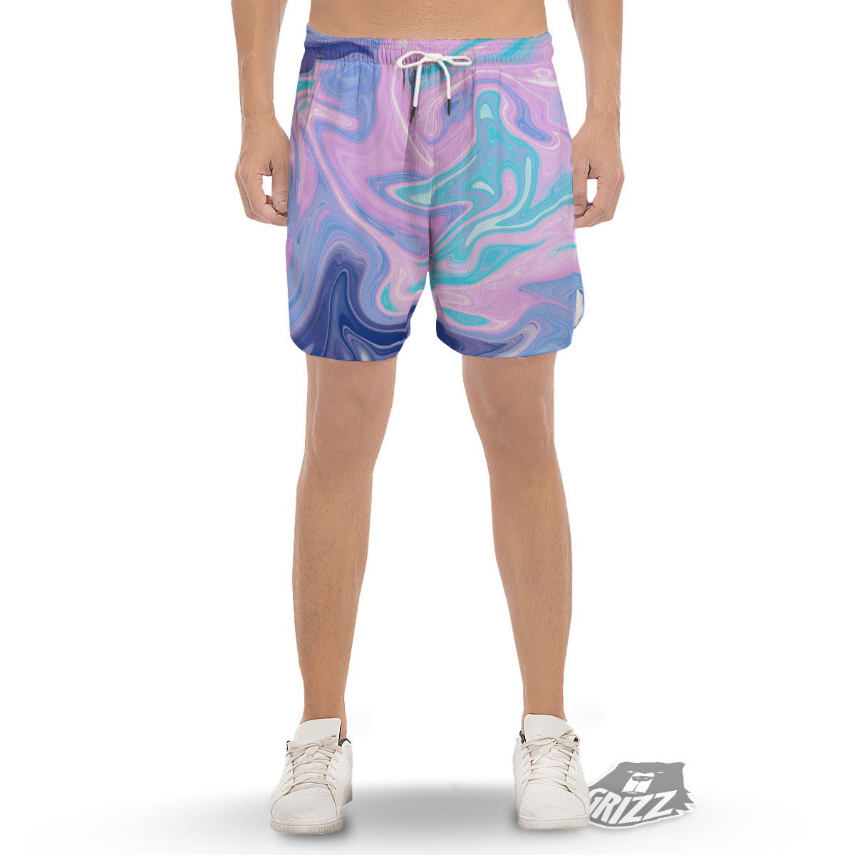 Acid Melt Blue And Pink Print Men's Gym Shorts-grizzshop