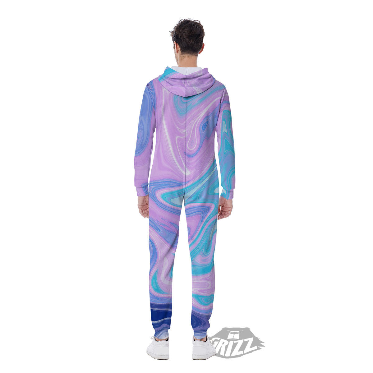 Acid Melt Blue And Pink Print Men's Jumpsuit-grizzshop