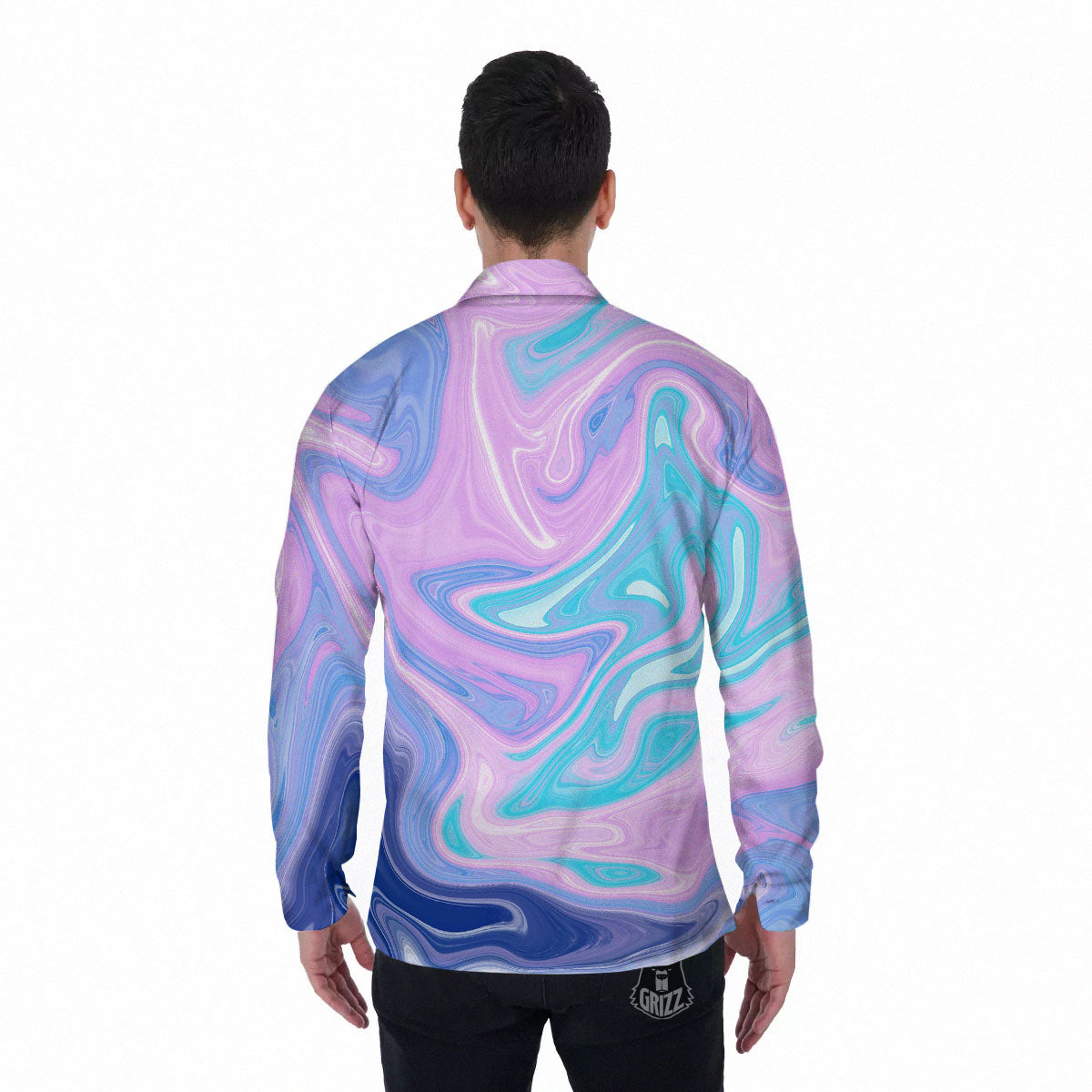 Acid Melt Blue And Pink Print Men's Long Sleeve Shirts-grizzshop