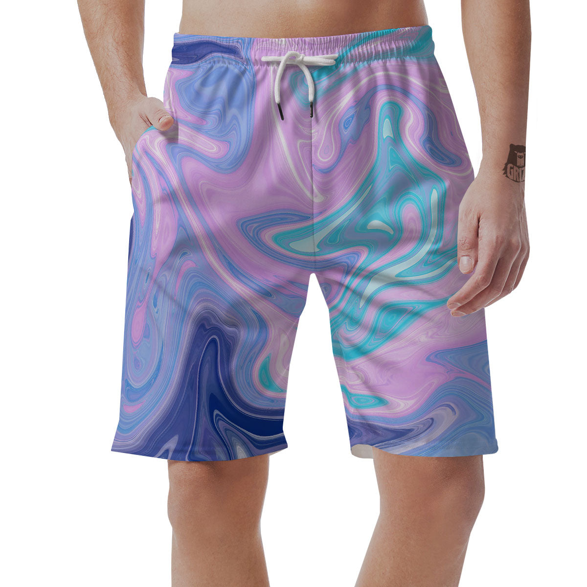 Acid Melt Blue And Pink Print Men's Shorts-grizzshop