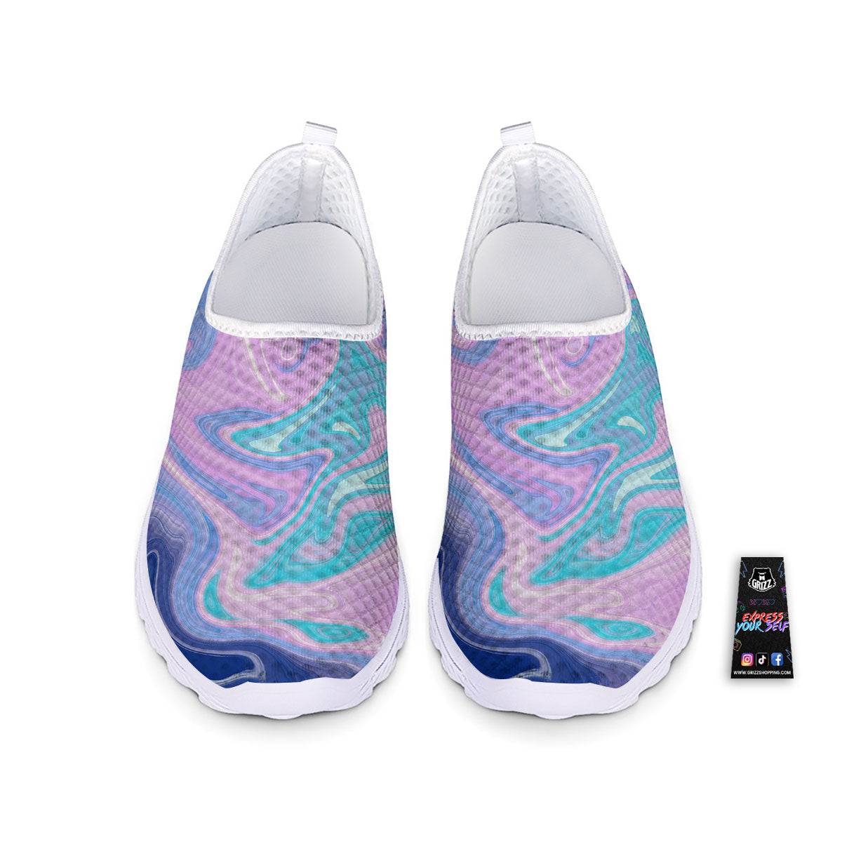 Acid Melt Blue And Pink Print Nurse Shoes-grizzshop