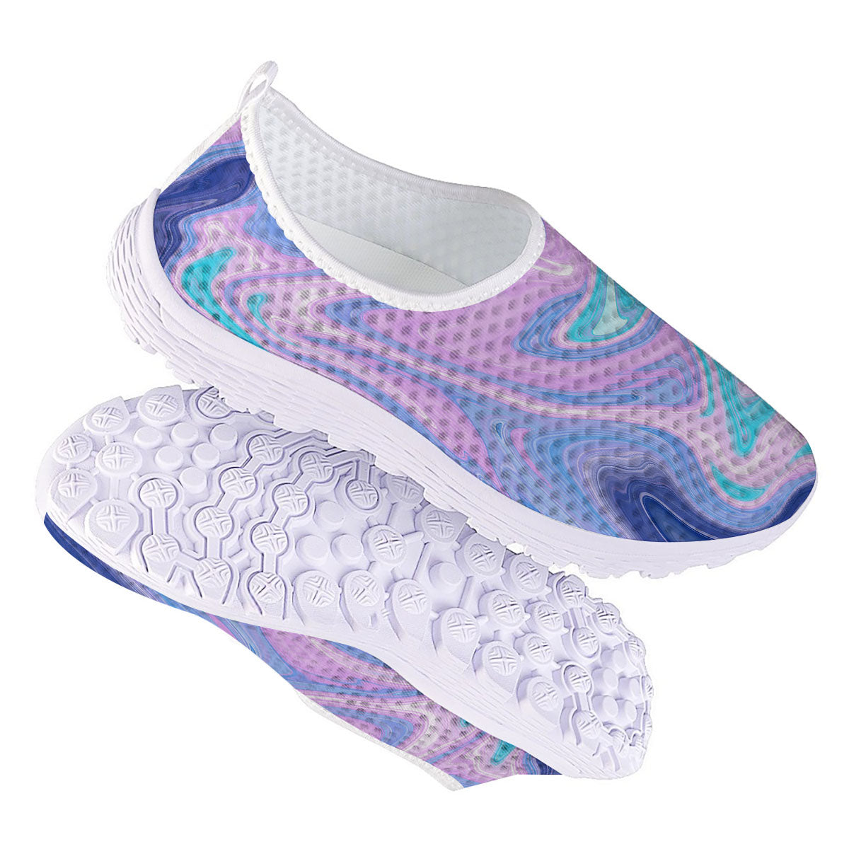 Acid Melt Blue And Pink Print Nurse Shoes-grizzshop