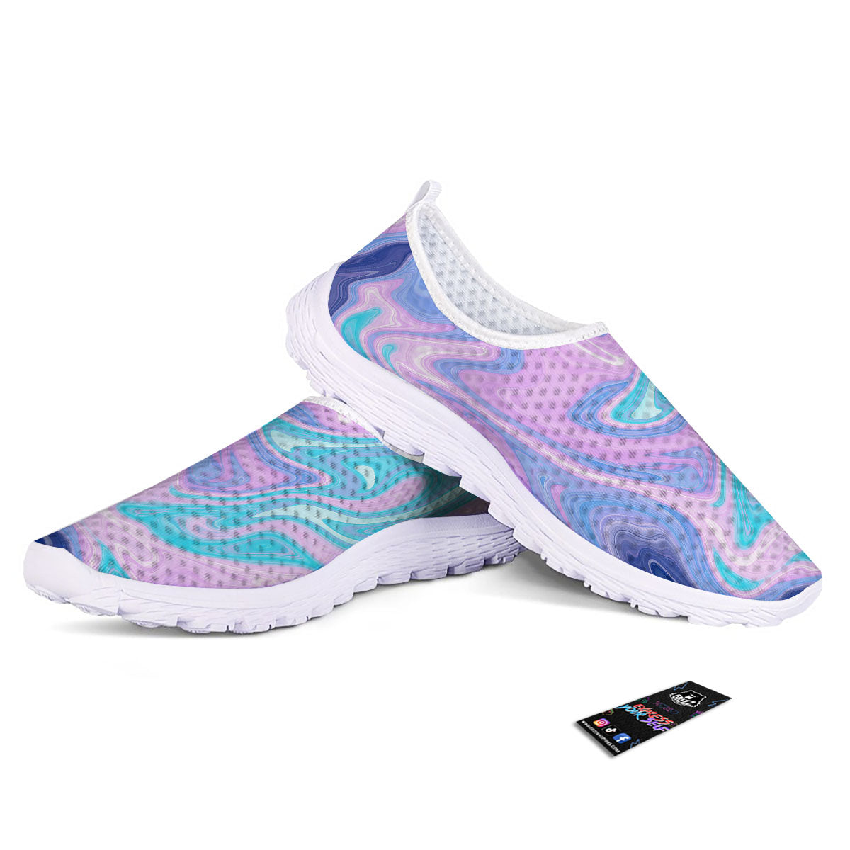 Acid Melt Blue And Pink Print Nurse Shoes-grizzshop