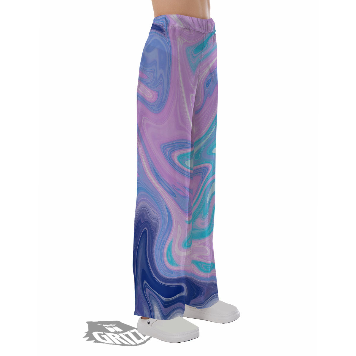 Acid Melt Blue And Pink Print Pajama Pants-grizzshop