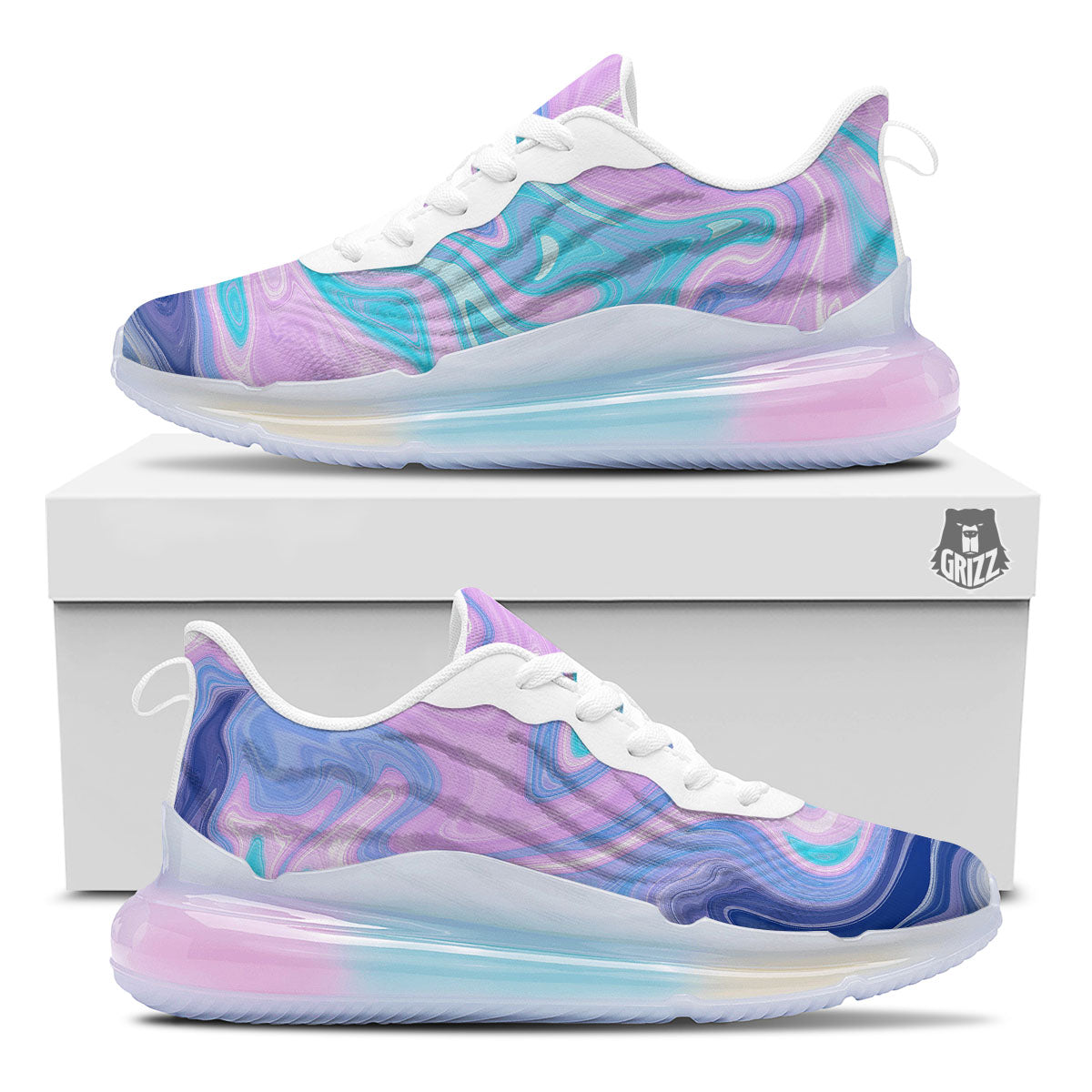 Acid Melt Blue And Pink Print Running Sneakers-grizzshop