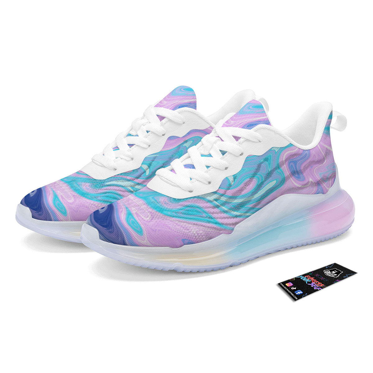 Acid Melt Blue And Pink Print Running Sneakers-grizzshop