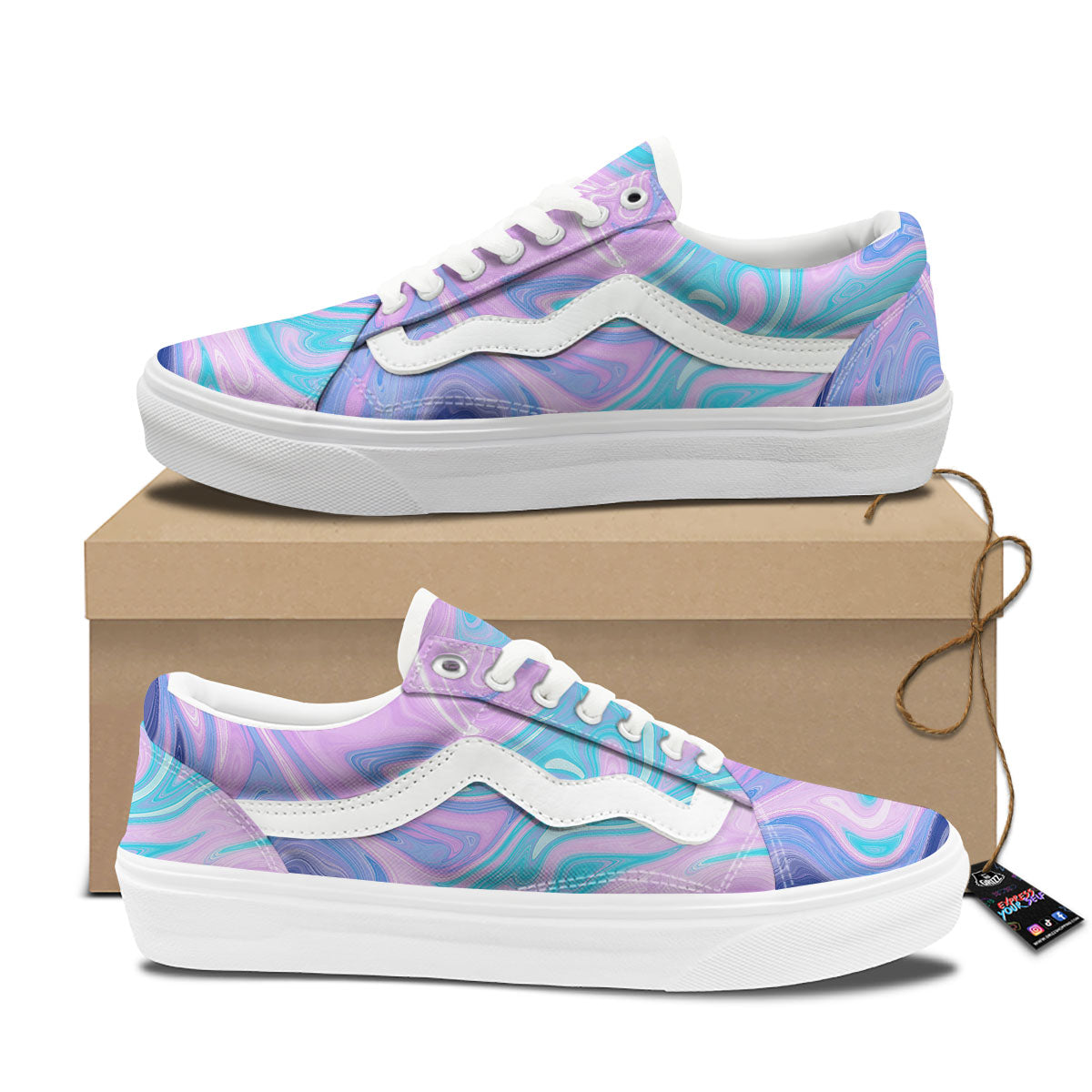 Acid Melt Blue And Pink Print Skate Shoes-grizzshop