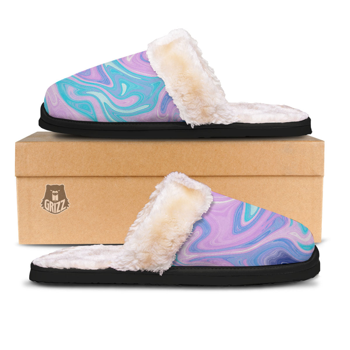 Acid Melt Blue And Pink Print Slippers-grizzshop