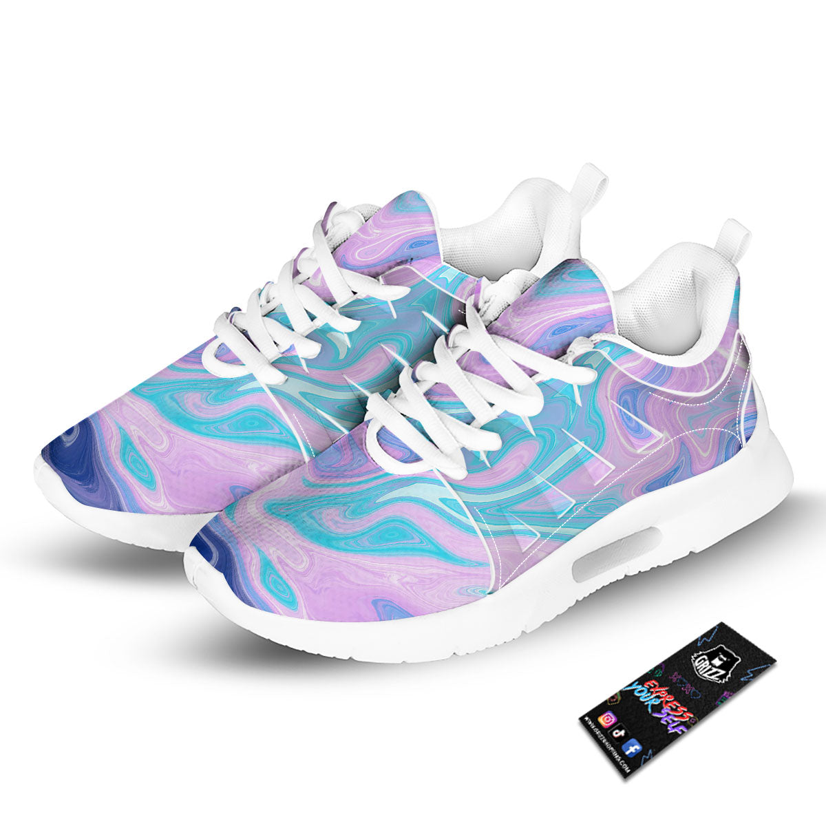 Acid Melt Blue And Pink Print Tennis Shoes-grizzshop