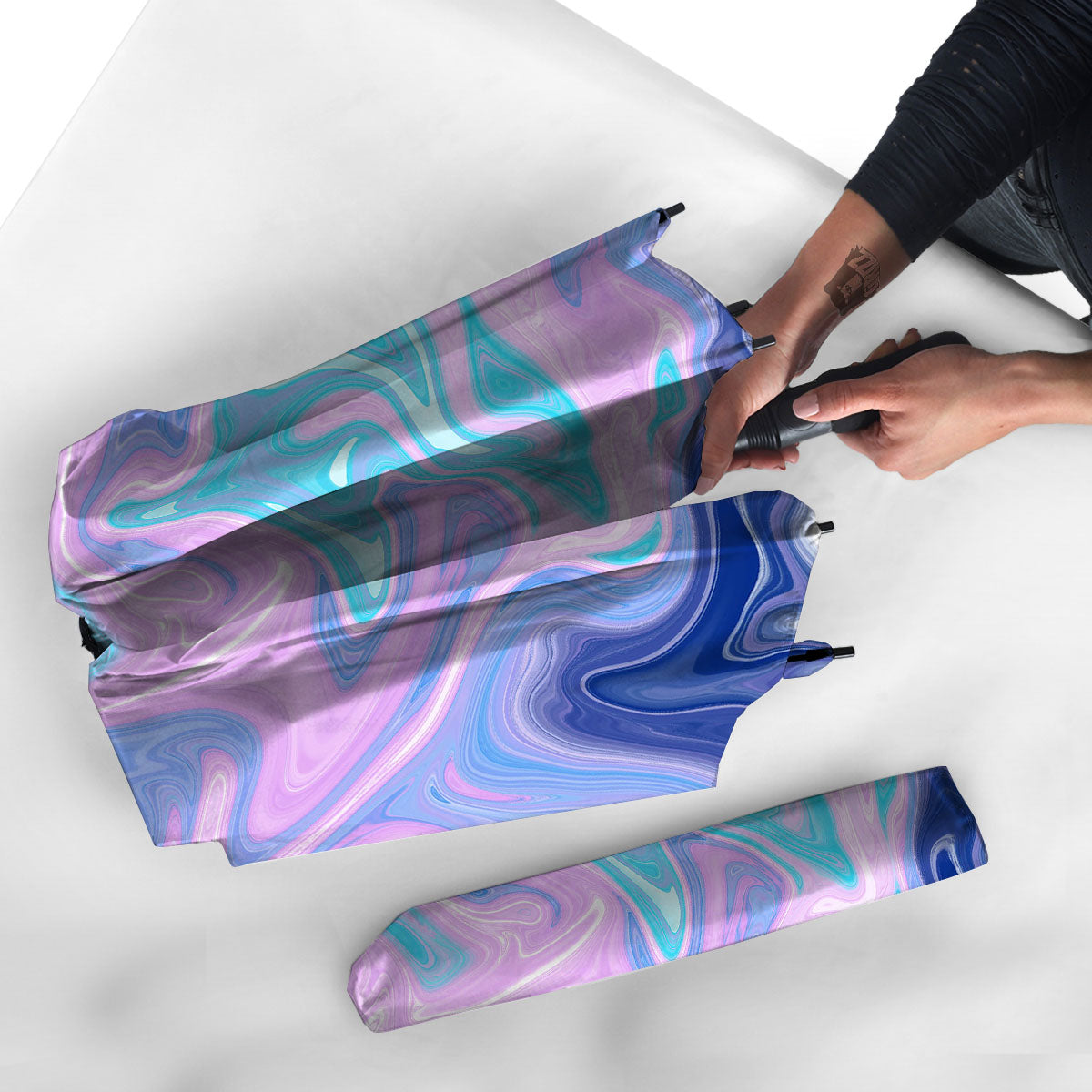 Acid Melt Blue And Pink Print Umbrella-grizzshop
