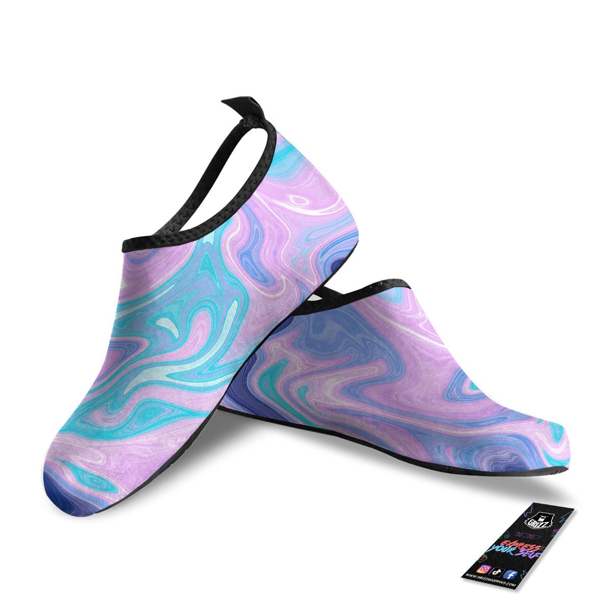 Acid Melt Blue And Pink Print Water Shoes-grizzshop